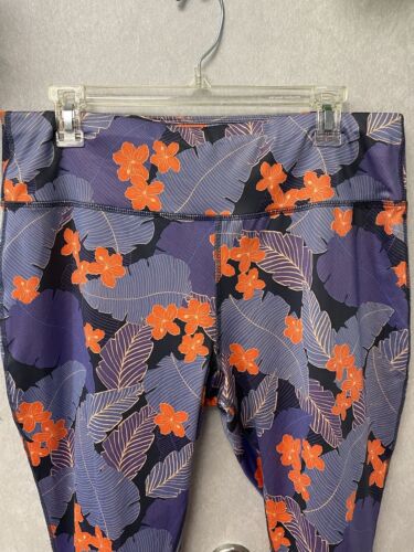 Athletic Works Orange And Purple Printed Active Capris