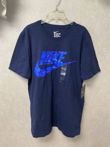 Nike Blue T-Shirt Men's Size M With Light Blue Camo Logo The Nike Tee NWT