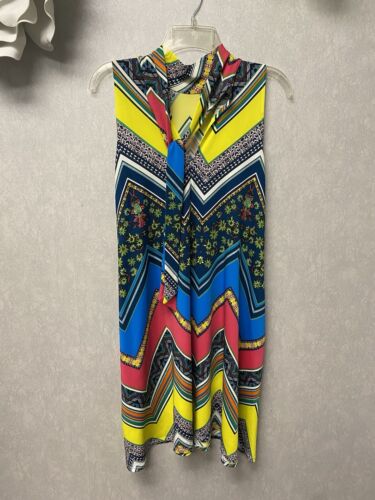 Retro Look Blue/ Yellow Multi Pocketed Dress Size XL