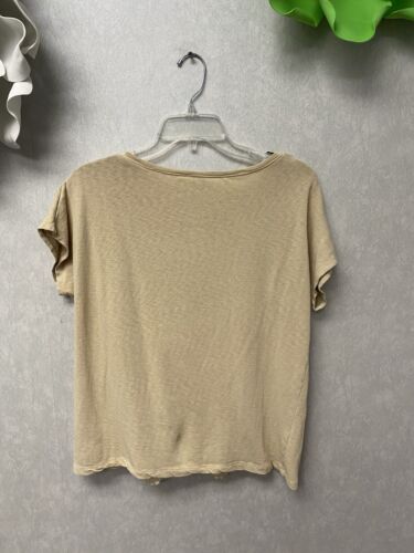 Chico's Beige Lace Sequin Knit Top Short Sleeve Size 2