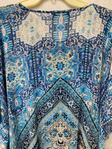 Rose & Olive Sheer Blue Printed Bohemian Kimono size Med With Tank