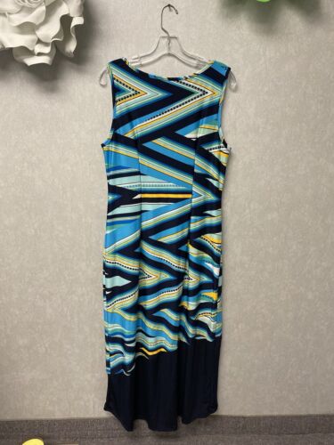 Revamped Blue And Yellow Sleeveless Maxi Dress Hand painted Size XL