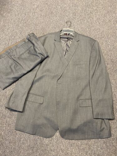 LINEA UOMO Men's Gray 2 Piece 3 Button Suit Blazer 56L Pants 52x30