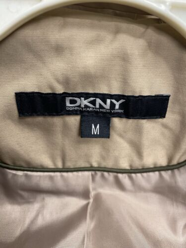 DKNY Hooded Trench Coat Rain Jacket Cotton Blend Size Medium