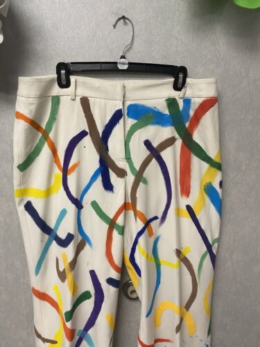 Revamped Cream Arch Hand Painted Pants Size 14