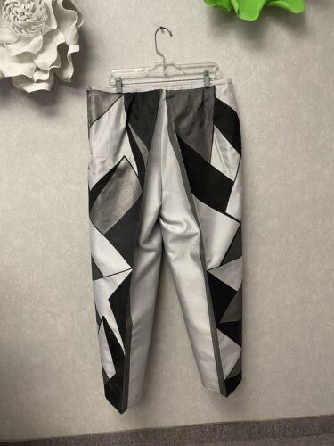 Revamped Gray/Black Angles Hand Painted Pants Size 16