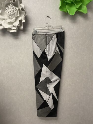 Revamped Gray/Black Angles Hand Painted Pants Size 16