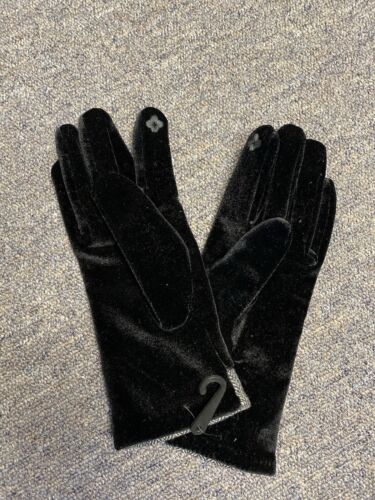 Black/ Grey Herringbone Velour Gloves W/ Touch Index Finger And Thumb Sz Large