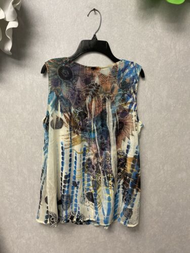 Style & Co. Women's Sleeveless Blouse, Blue Multicolor Size Med