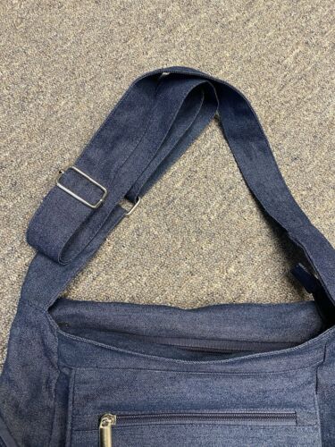 Gold Coast Blue Denim Crossbody Purse Messenger Bag w/ Multi Pockets