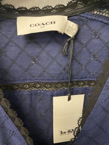 NWT COACH Navy Broderie Anglaise Maxi Lace Dress- Size 0 (retail $695)