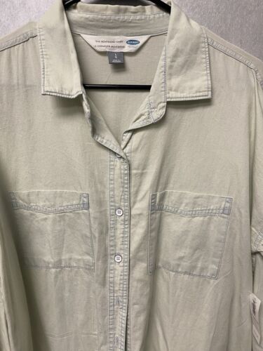 Old Navy Women's The Boyfriend Shirt Size L Bleached Denim Look