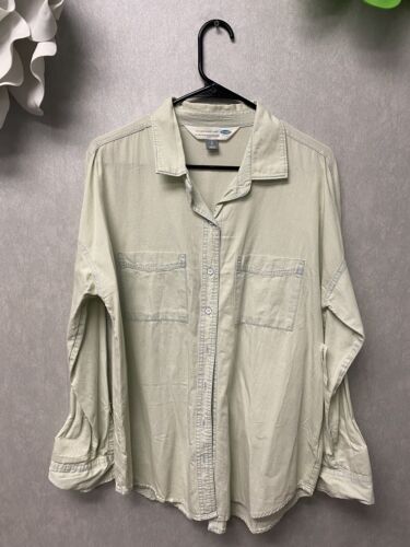 Old Navy Women's The Boyfriend Shirt Size L Bleached Denim Look