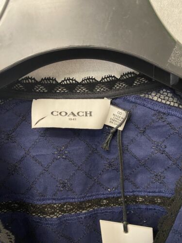 NWT COACH Navy Broderie Anglaise Maxi Lace Dress- Size 00 (retail $695)