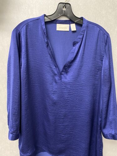 Chico's Tulia Blue Cross Front Asymmetrical Tunic - Sz 2 (12/14)