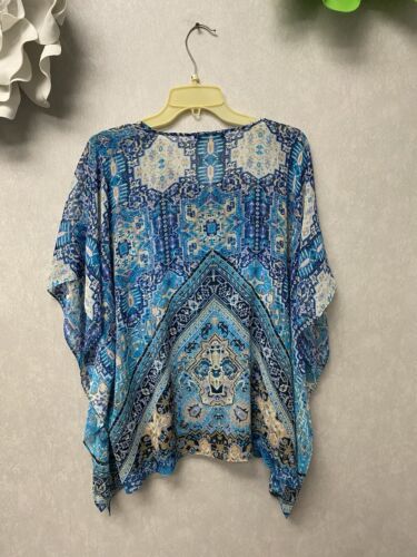 Rose & Olive Sheer Blue Printed Bohemian Kimono size Med With Tank