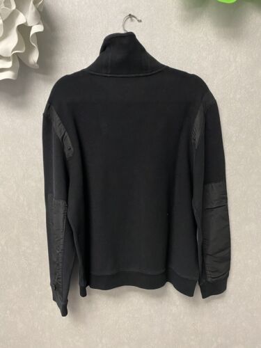 Calvin Klein Men's Sweater Size XL Slim Fit Black Mock Neck Satin Elbow Patches