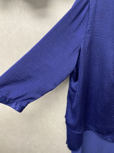 Chico's Tulia Blue Cross Front Asymmetrical Tunic - Sz 2 (12/14)