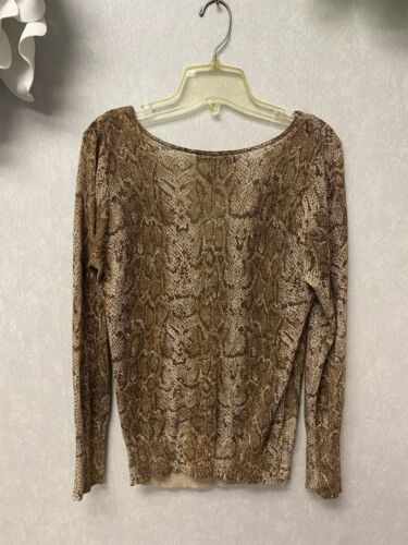 INC  Gold Shimmering Metallic Long Sleeve Lightweight Sweater Size Large