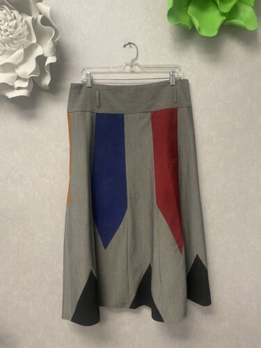 Revamped hand painted Grey/Red Multi Skirt Size 12