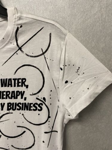 Revamped White/ Black Hand Painted T-shirt Size Small Drinking My Water Theme