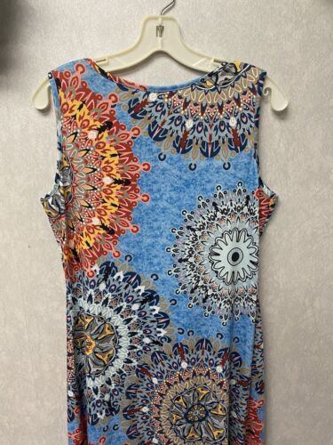 Blue Multi Mandala Print Floral Dress Sleeveless Sz Med