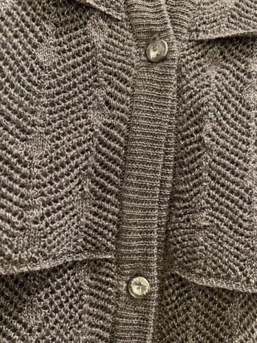 Anne Klein Cardigan Sweater Silver/Gray Rayon Size M Long Sleeve