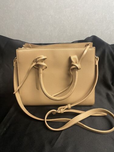 Madison West Womens Crossbody Purse Handbag Tan Vegan Leather