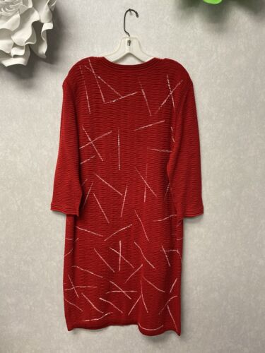 Revamped Red/White Knit Hand painted Pocketed Dress Size 1X