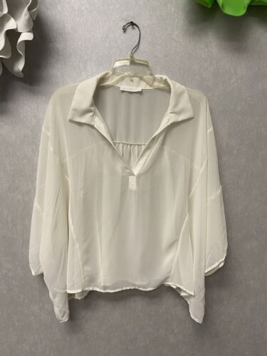 Ces Femme Sheer Off White Top Size Med Oversized