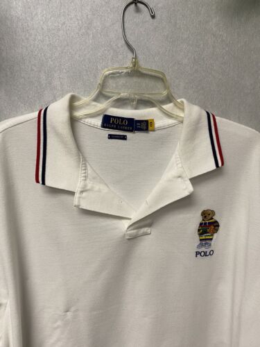 Polo Ralph Lauren  White Tipped Polo Bear Graphic Classic Fit Polo Shirt Sz XXL