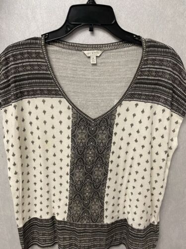 Lucky Brand Taupe/Cream Knit Top Size Medium