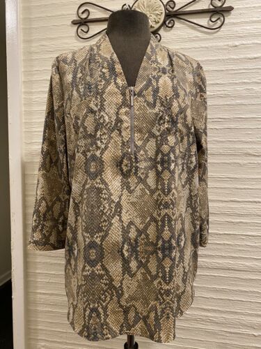 Jaclyn Smith Snakeskin Print Tunic Blouse Size Large