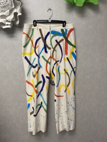 Revamped Cream Arch Hand Painted Pants Size 14