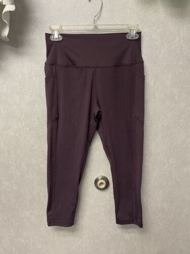 Zyia Active Brilliant Pocket High Rise Crop Capri Leggings Wine Plum Size 8-10