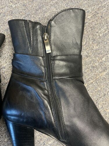 Fitzwell Women's Black Side Zip Leather Ankle Boots - Size 12