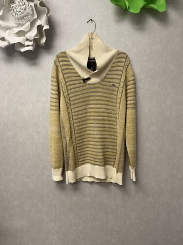 A. Tiziano Men’s Cream and Yellow Sweater Size XL