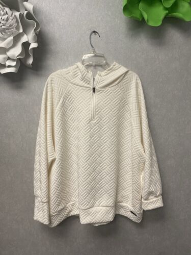 Nine West Cream Quilted Hoodie Size 3X Pocketed