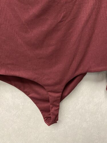 AFRM Bodysuit Burgundy  Off Shoulder Ribbed Long Sleeve Size XL