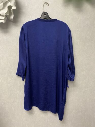 Chico's Tulia Blue Cross Front Asymmetrical Tunic - Sz 2 (12/14)