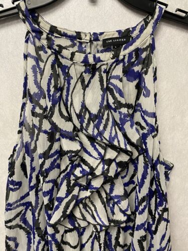 The Limited Purple/Black Sleeveless Ruffle Blouse Size Large