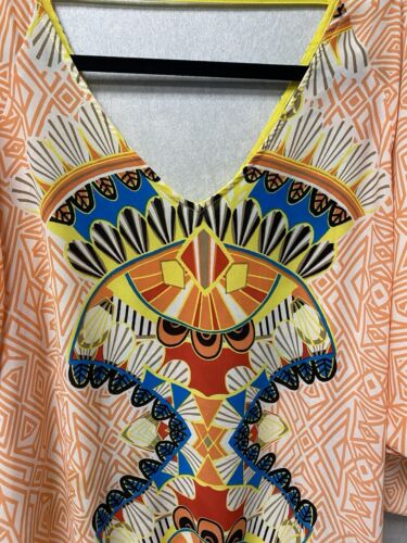 XOXO Dolman Orange And White Cold Shoulder Blouse Size Large