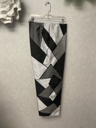 Revamped Gray/Black Angles Hand Painted Pants Size 16