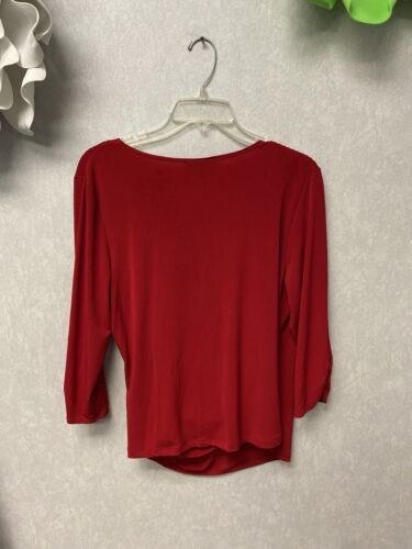 AGB Red Faux Wrap Blouse Size Large