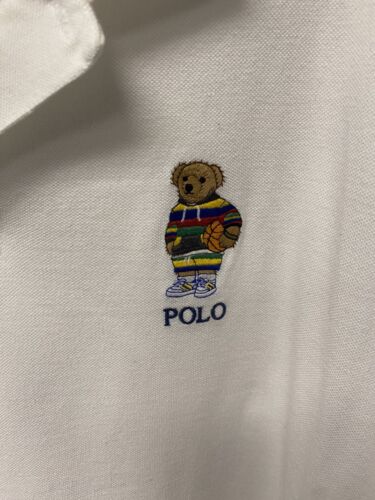 Polo Ralph Lauren  White Tipped Polo Bear Graphic Classic Fit Polo Shirt Sz XXL