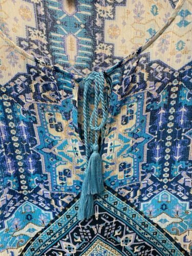 Rose & Olive Sheer Blue Printed Bohemian Kimono size Med With Tank