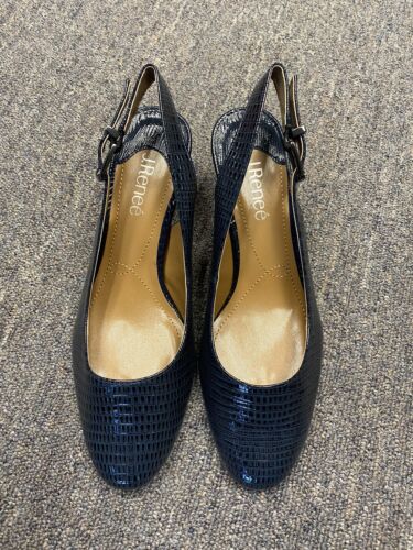 J.Renee Womens Malree Navy Patent Dress Heels Shoes 8 Medium