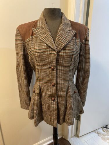 An Original Rickie Brown Leather And Tweed Jacket Size Large RARE.