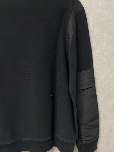 Calvin Klein Men's Sweater Size XL Slim Fit Black Mock Neck Satin Elbow Patches