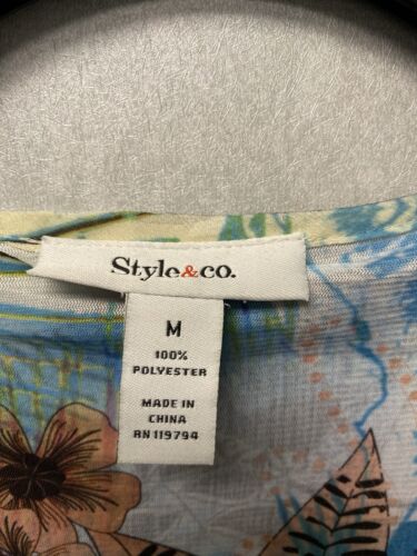 Style & Co. Women's Sleeveless Blouse, Blue Multicolor Size Med